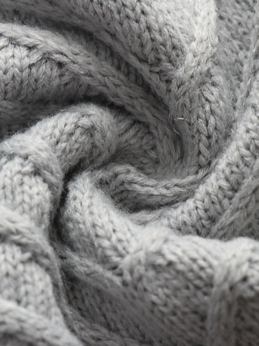Grey Shoulder Cut-Out Knit Sweater