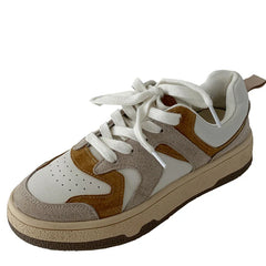 Mixed Colors Cow Suede Leather Sneakers Casual Outdoor Flats Lace-Up Comfortable Shoes Woman Four Season