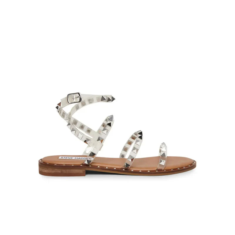 Sandals Rivet Shoes Lightweight Non-Slip Transparent Studded Sandals Flat