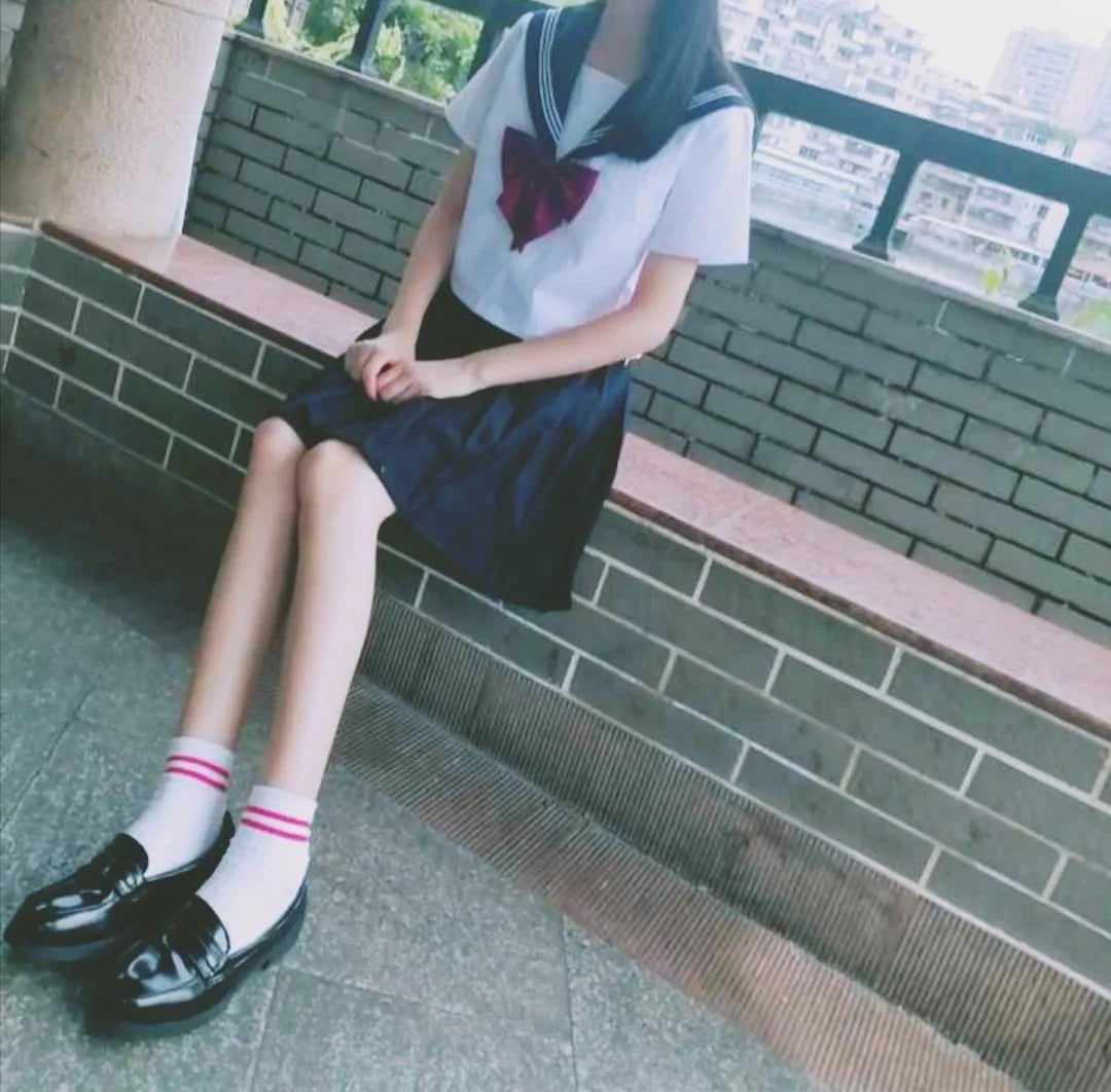 Retro Style Japanese Student Shoes Girl Lolita JK Uniform Shoes PU Leather Block Heels Loafers Shoes