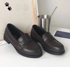Retro Style Japanese Student Shoes Girl Lolita JK Uniform Shoes PU Leather Block Heels Loafers Shoes