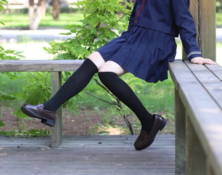 Retro Style Japanese Student Shoes Girl Lolita JK Uniform Shoes PU Leather Block Heels Loafers Shoes