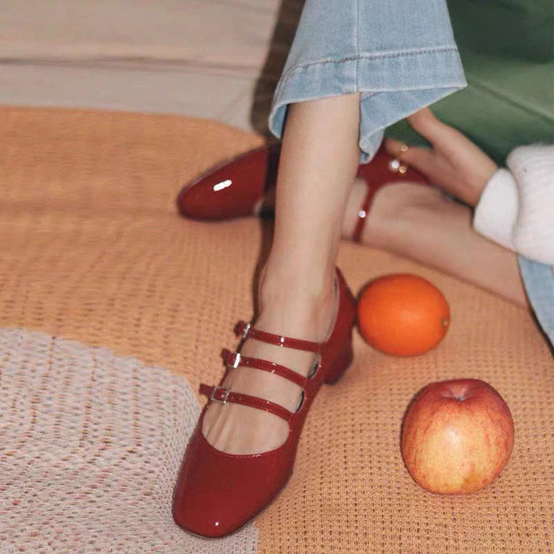 Round Toe Pumps Buckle High Heels Wedding Shoes Party Comfortable Shoes Zapatos De Mujer
