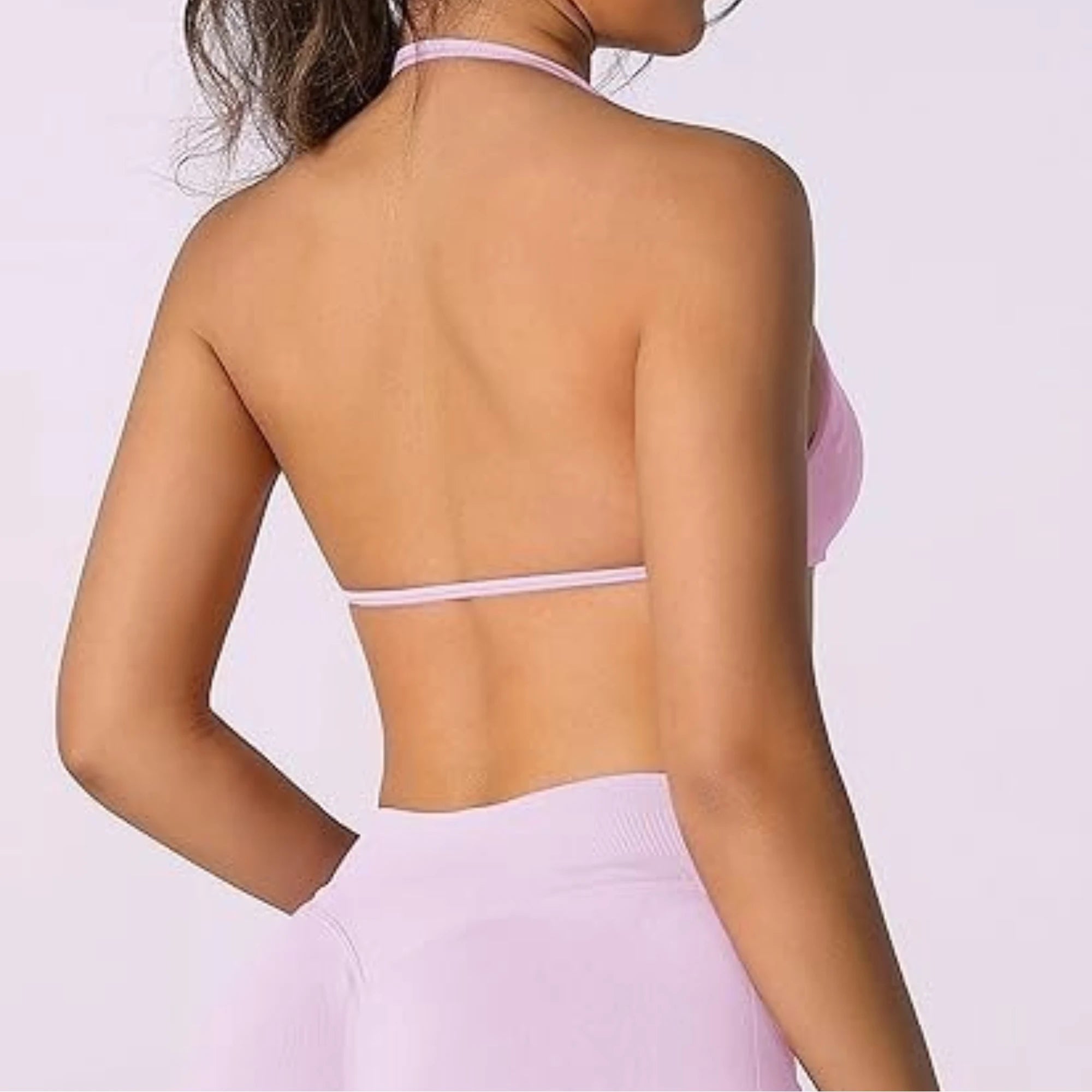 High Support Thin Strap Halter Sport Seamless Bras Scrunch Workout Yoga Tank Strappy Bra Top