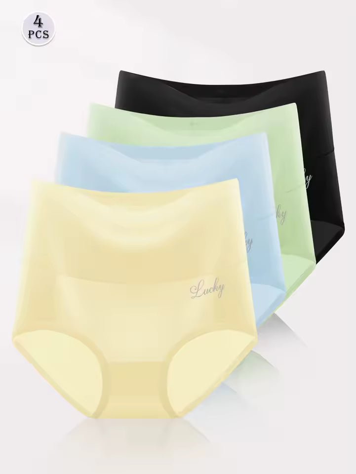 High Waisted Tummy Control Stretch Soft Comfy Breathable Nylon Full Coverage Panties Briefs 4 Pack
