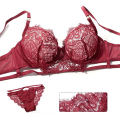 Hollow Out Underwear Push Up Thin Transparent Bra and Panty Set