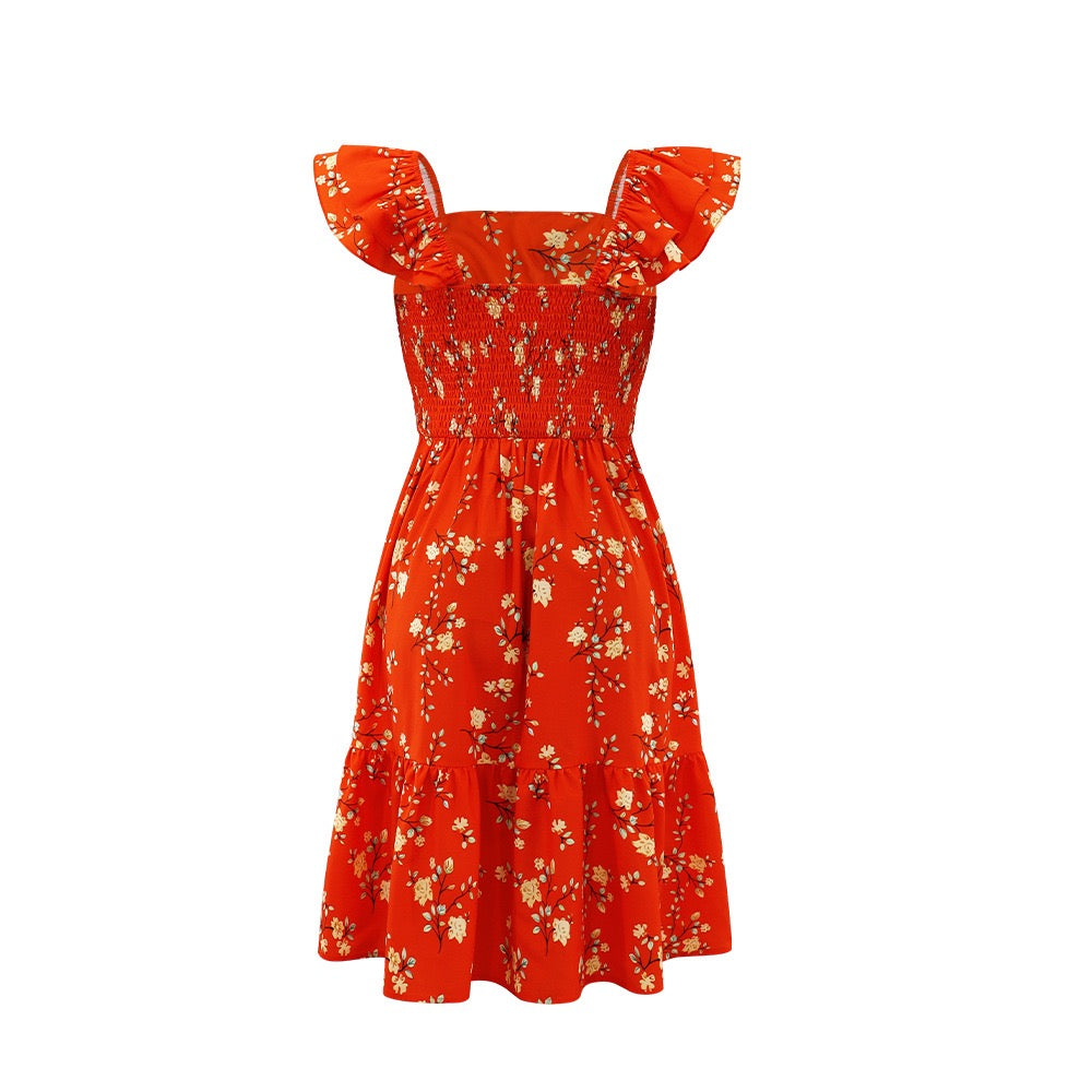 Trendy Green Printed Sleeveless Midi Dress