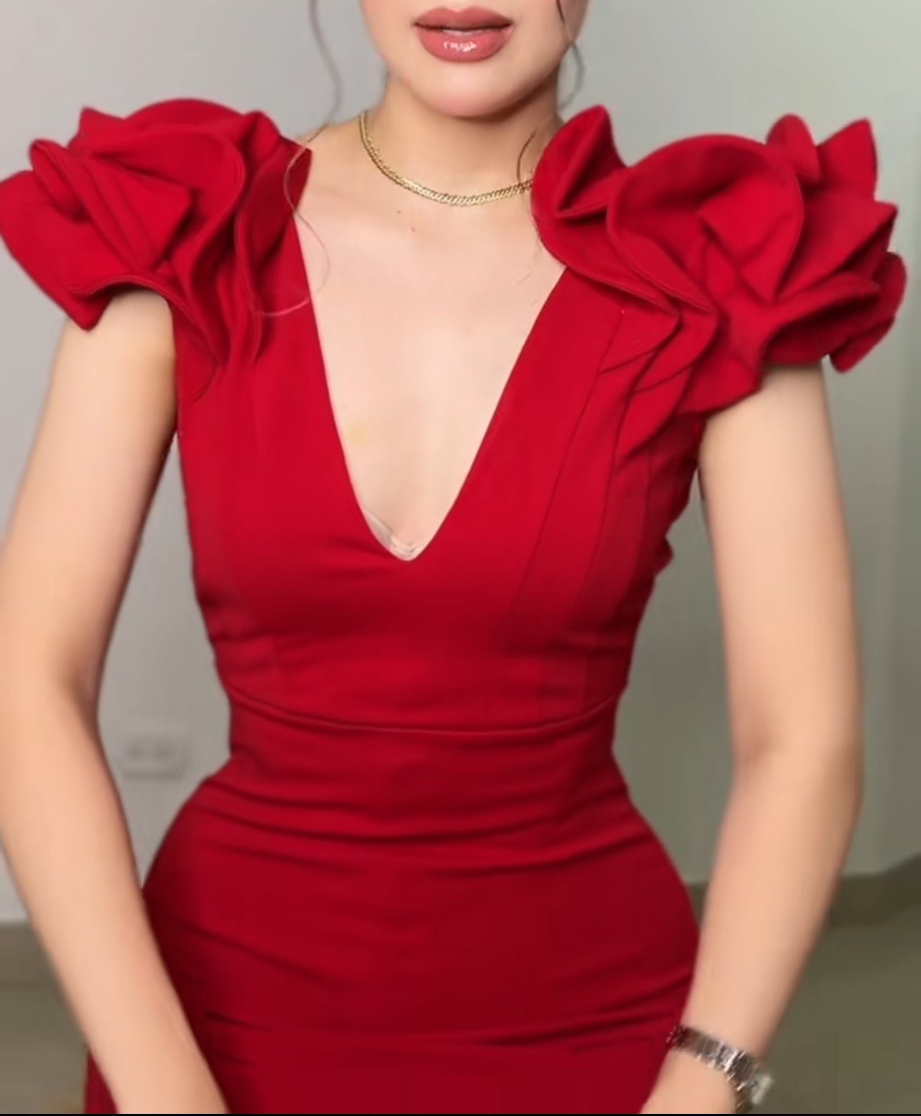 Elegant Maritza Red Midi Dress