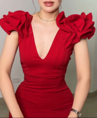 Elegant Maritza Red Midi Dress