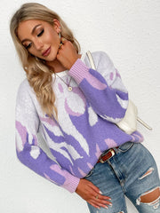 Purple Flame Cream Knit Sweater