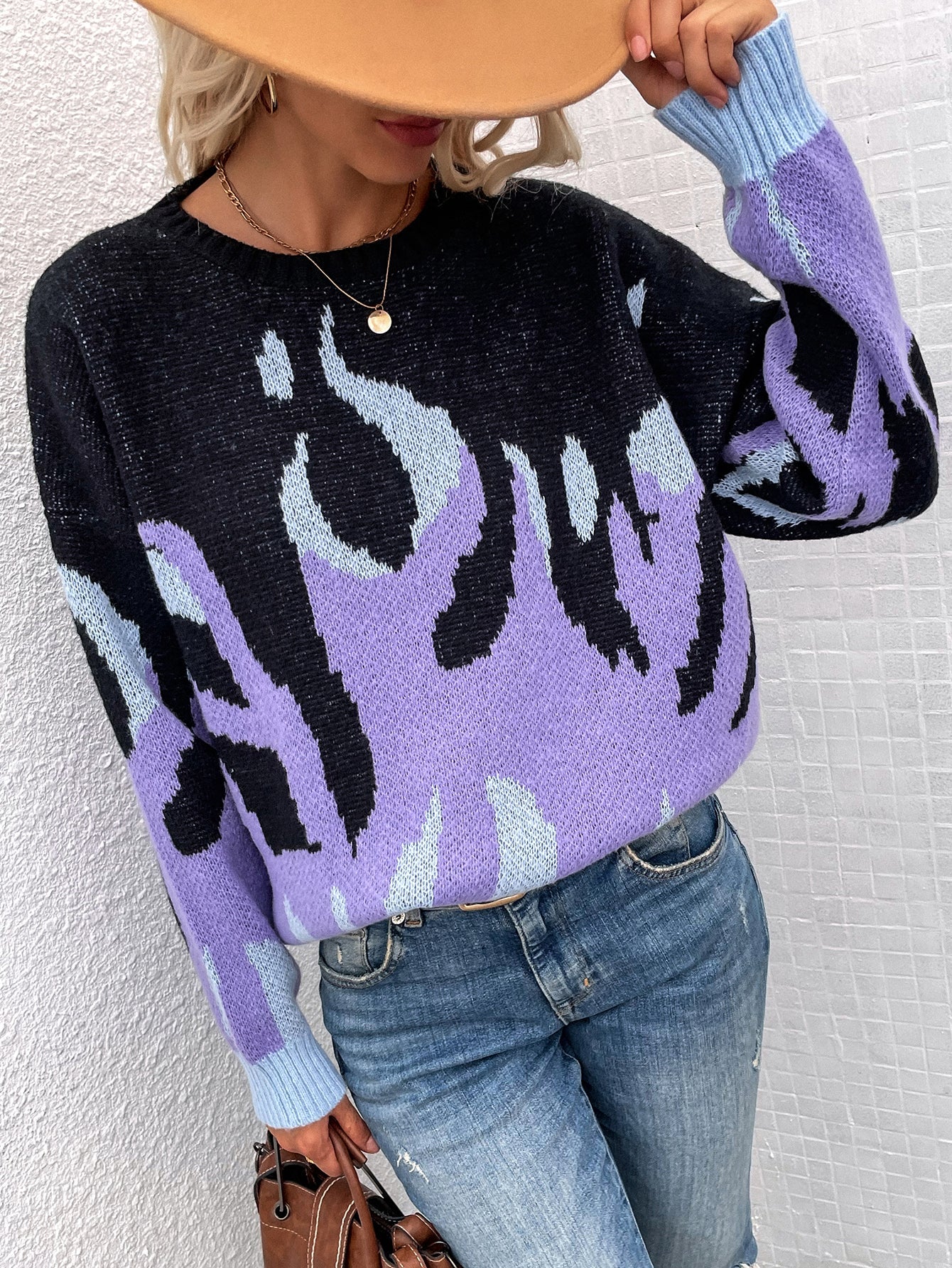 Violet Flame Black Knit Sweater