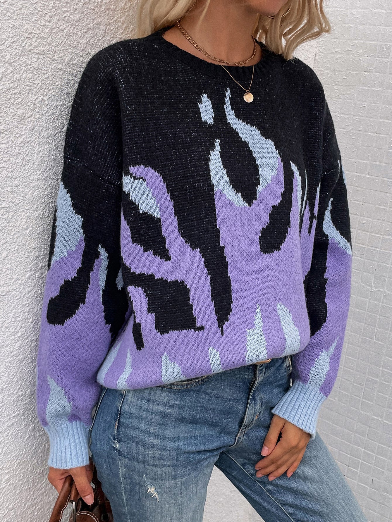 Violet Flame Black Knit Sweater
