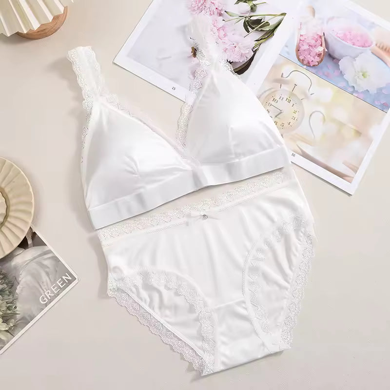 Ice Silk Underwear Breathable Triangle Panties Thin Briefs Lace Sets