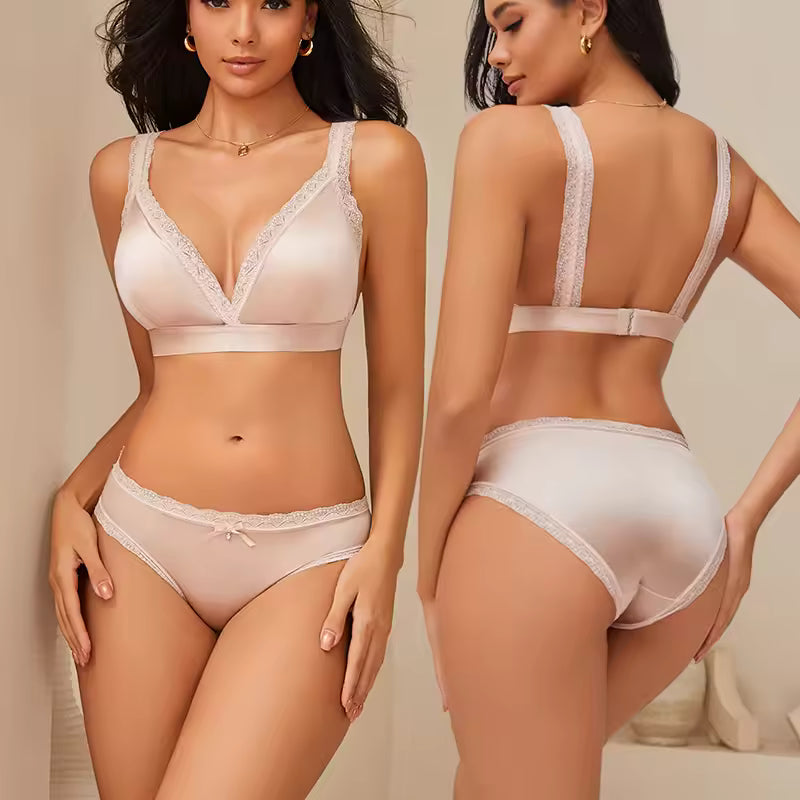 Ice Silk Underwear Breathable Triangle Panties Thin Briefs Lace Sets