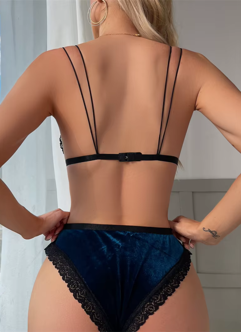 Intimate Backless Soft Velvet Underwear Lingerie Two Pieces Bra Set
