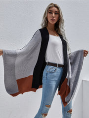 Color Block Knit Ruana - Black