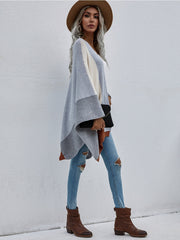 Color Block Knit Ruana - Smoke