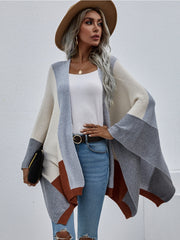 Color Block Knit Ruana - Smoke