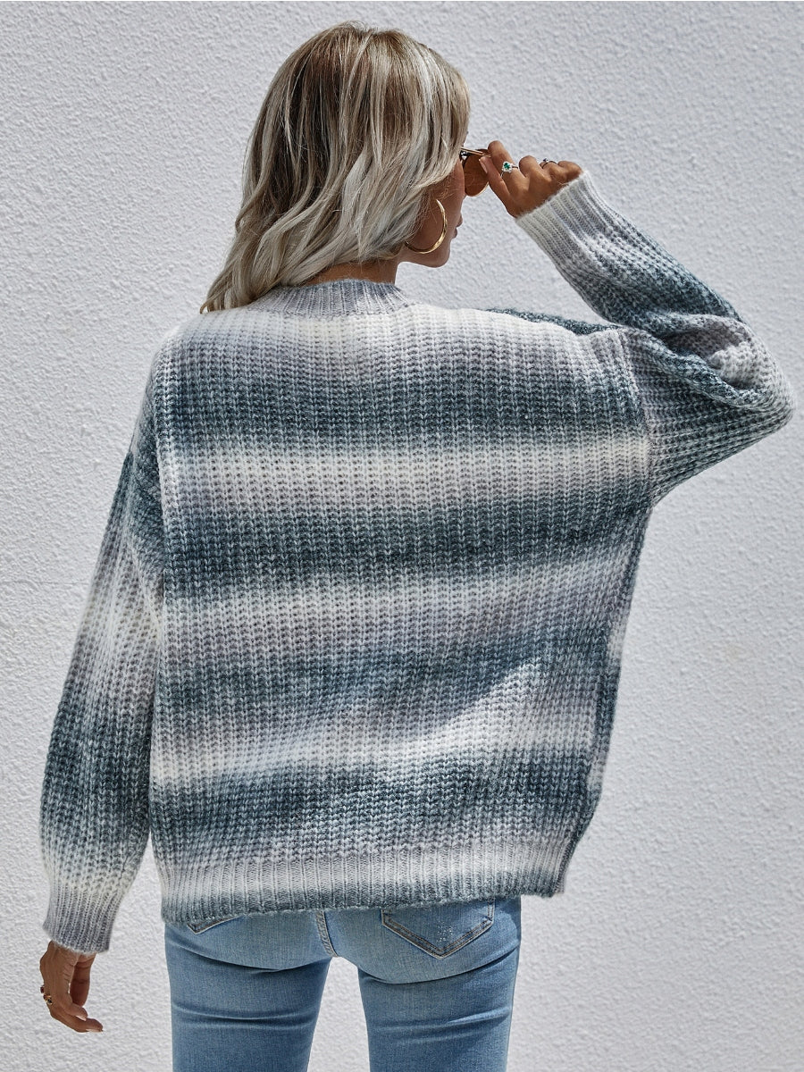 Tie-Dye Bat-Sleeve Sweater - Grey