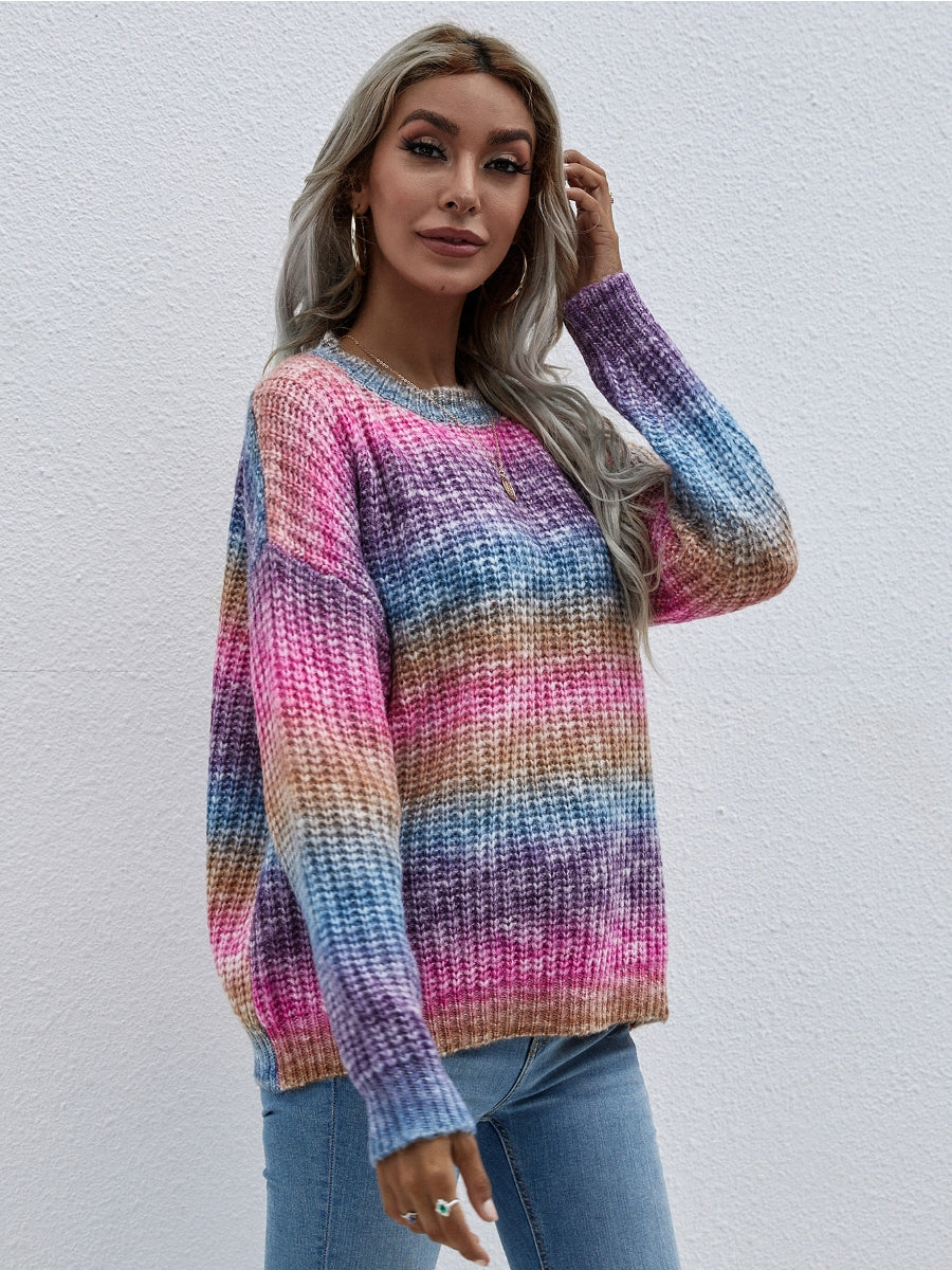 Tie-Dye Bat-Sleeve Sweater - Pink