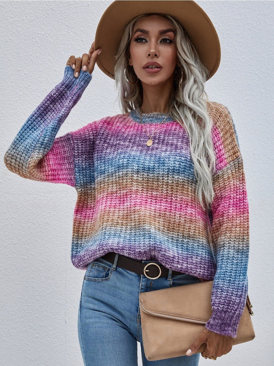 Tie-Dye Bat-Sleeve Sweater - Pink