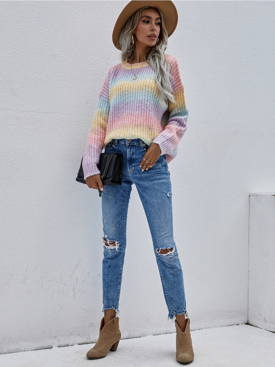 Tie-Dye Bat-Sleeve Sweater - Lilac
