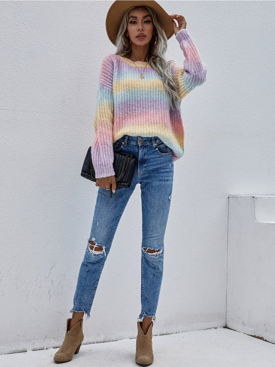 Tie-Dye Bat-Sleeve Sweater - Lilac