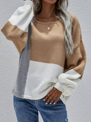 Color Block Pattern Knit Sweater