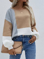 Color Block Pattern Knit Sweater