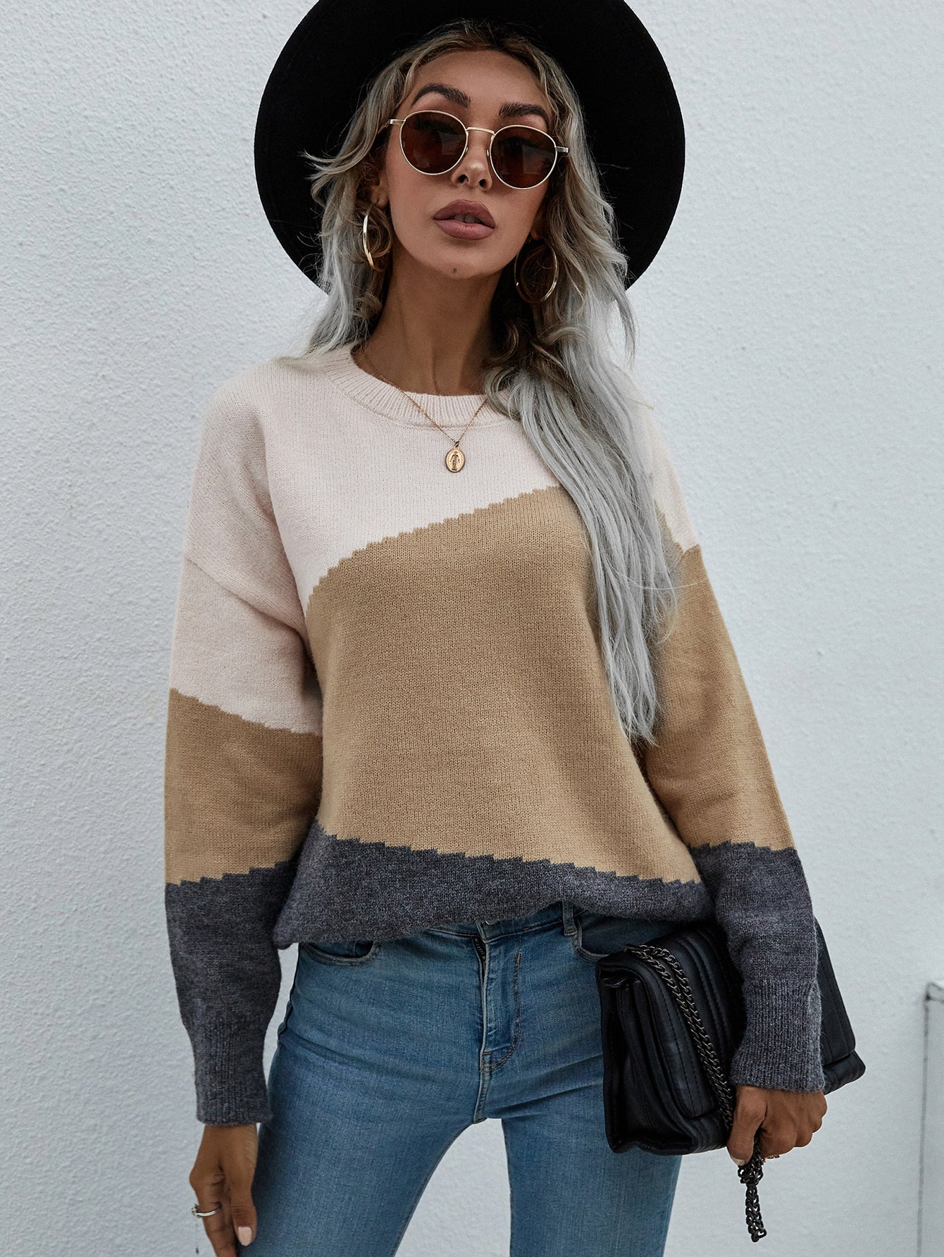 ELMA Knit Jumper - Apricot Block