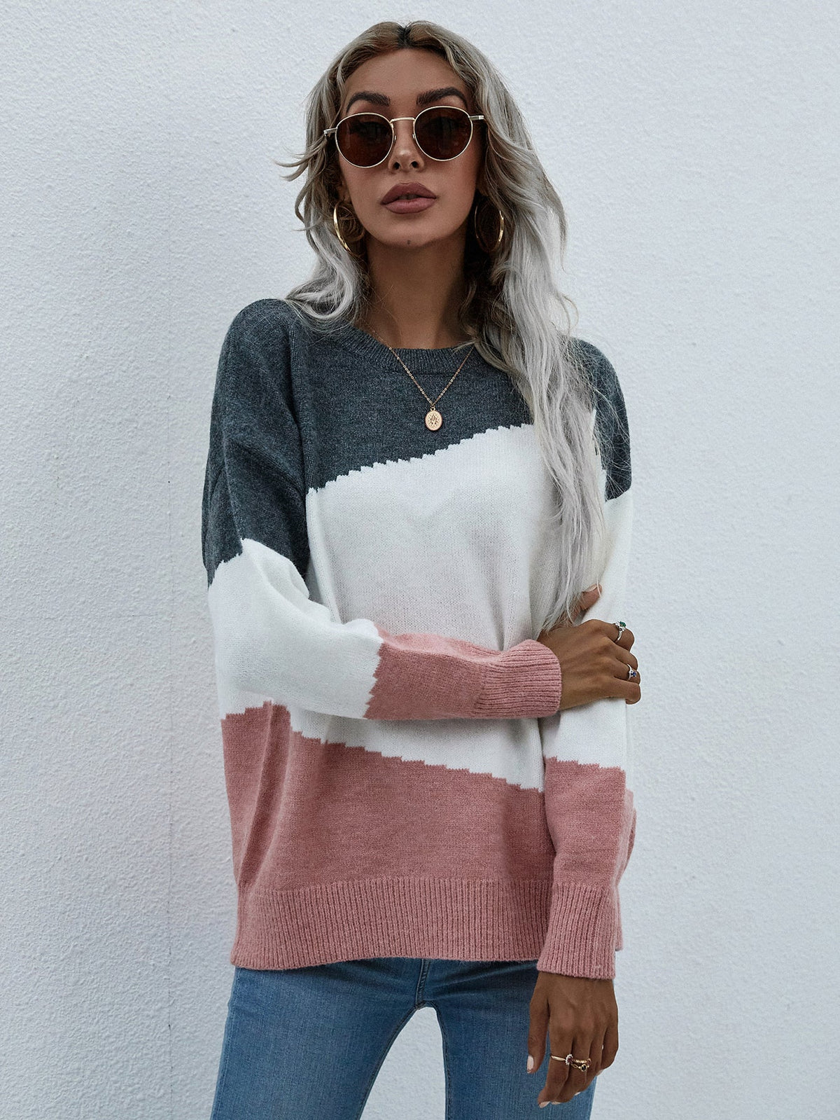 ELMA Knit Jumper - Pink Block