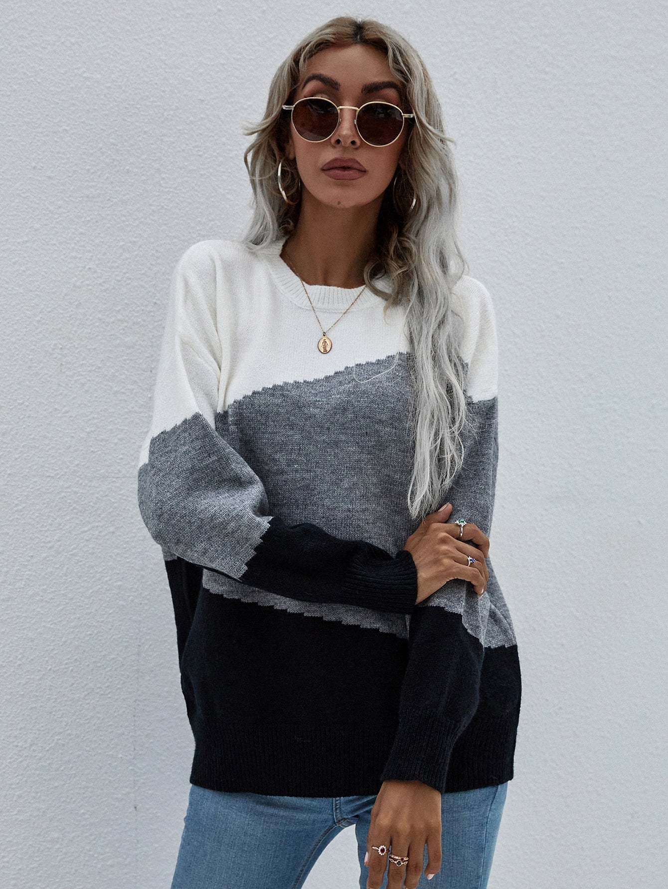 ELMA Knit Jumper - Grey Block