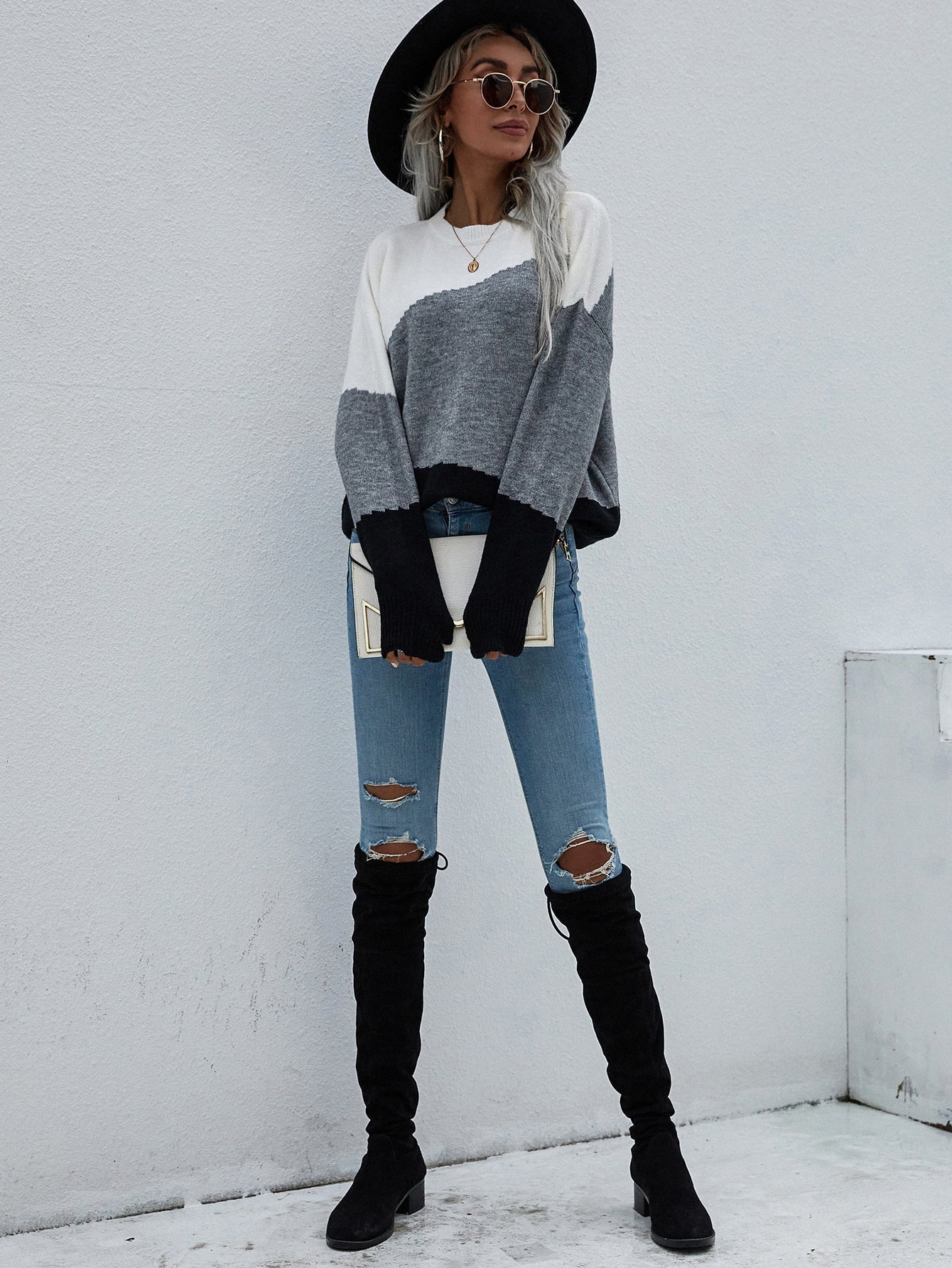 ELMA Knit Jumper - Grey Block