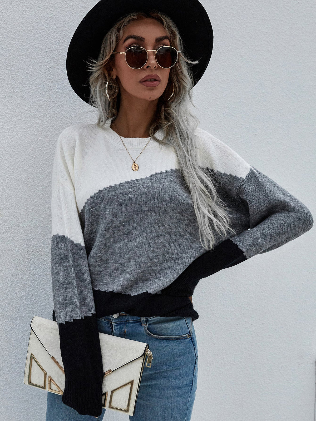 ELMA Knit Jumper - Grey Block