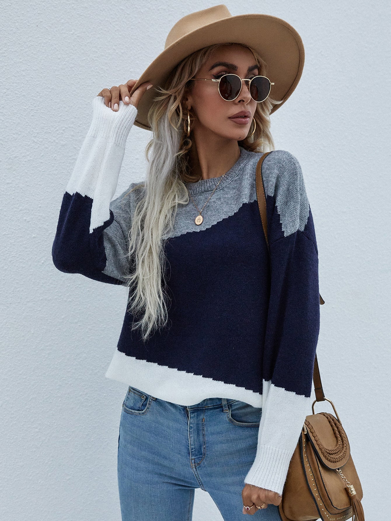 ELMA Knit Jumper - Navy Block