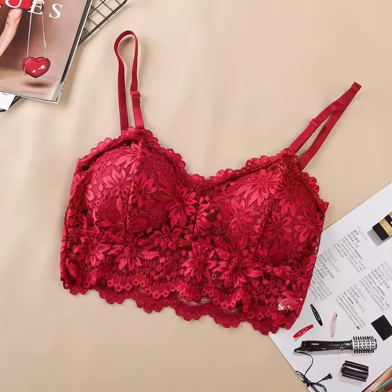 Lace Bralette Lingerie Underwear Wireless Ultra Strap Padded Bras