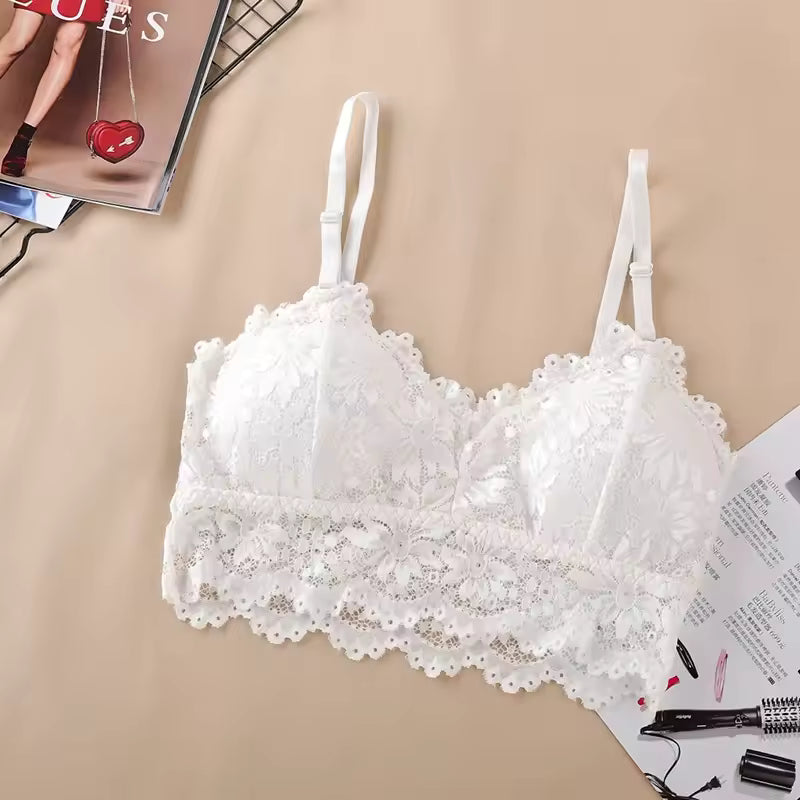 Lace Bralette Lingerie Underwear Wireless Ultra Strap Padded Bras