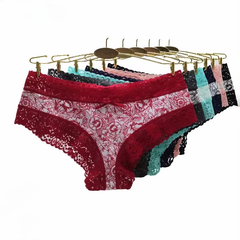 Lace Cotton Underwear Bow Briefs Bikini Panties 5 Pcs set