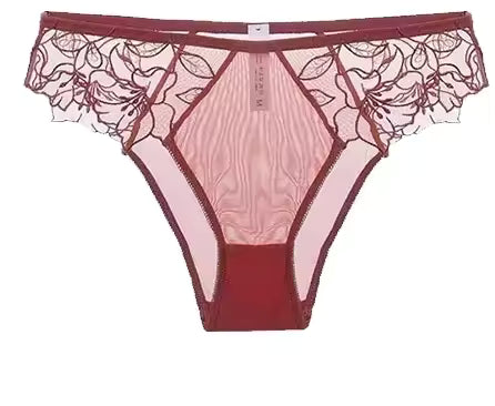 Lace Embroidered Lingerie Thin Cup Triangle Cup Bra Set Comfortable No Underwire