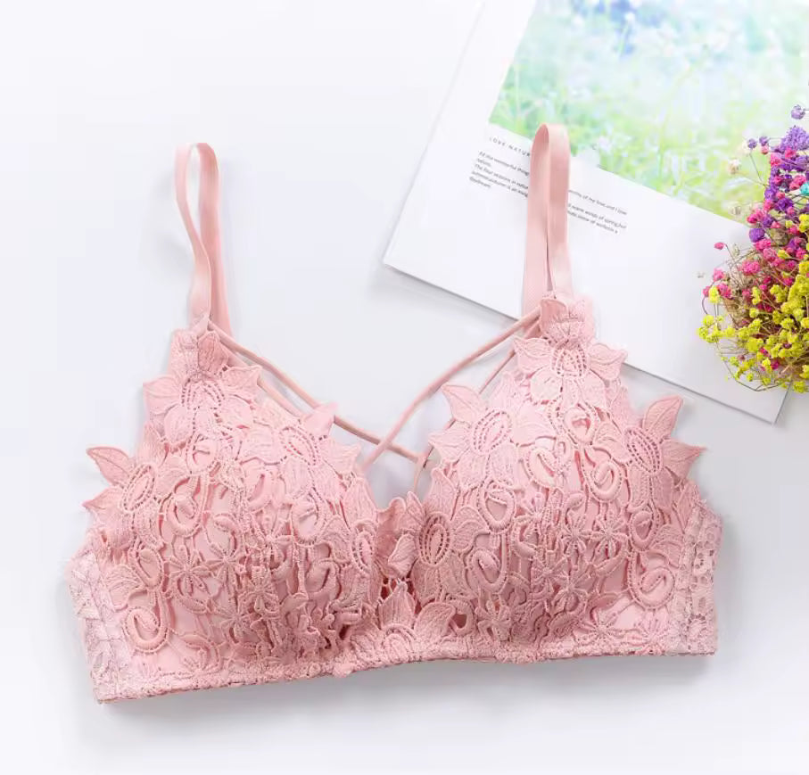 Lace Floral Embroidery Bralette Lingerie Comfort Seamless Adjusted Bras