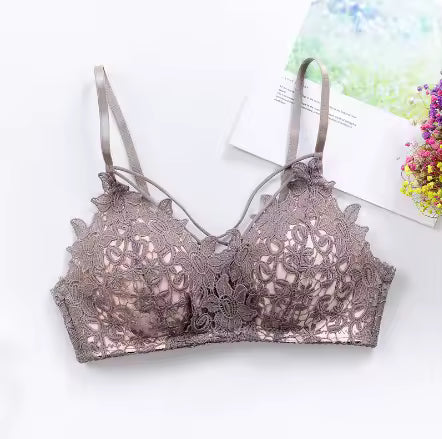 Lace Floral Embroidery Bralette Lingerie Comfort Seamless Adjusted Bras