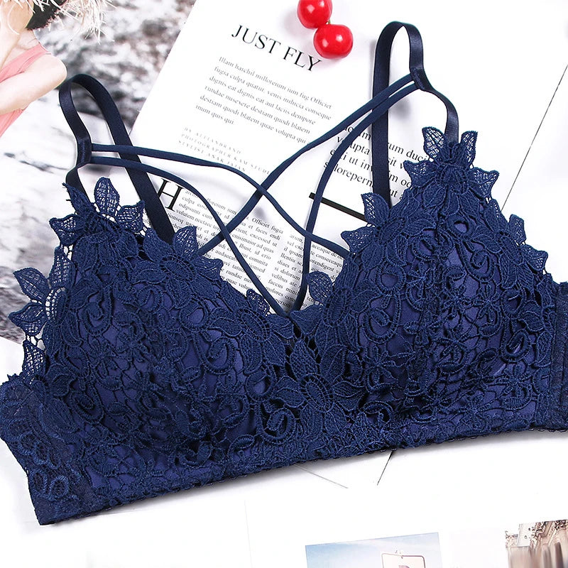 Lace Floral Embroidery Bralette Lingerie Comfort Seamless Adjusted Bras