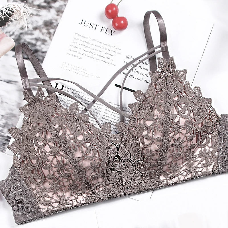 Lace Floral Embroidery Bralette Lingerie Comfort Seamless Adjusted Bras