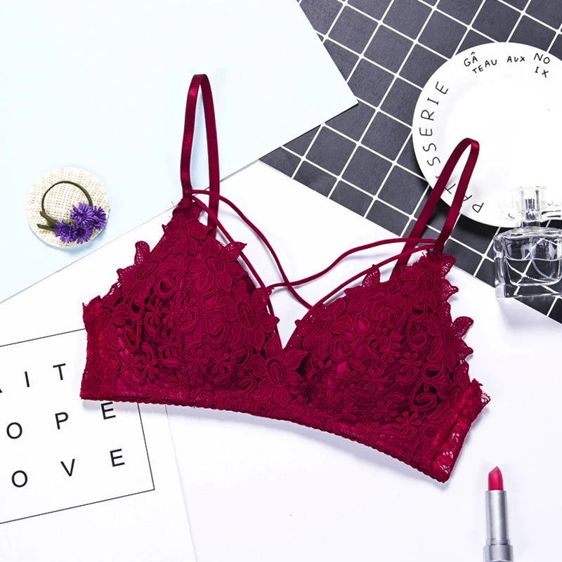 Lace Floral Embroidery Bralette Lingerie Comfort Seamless Adjusted Bras