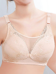 Lace Front Buckle Mesh Wireless Cotton Lining Nursing Bra