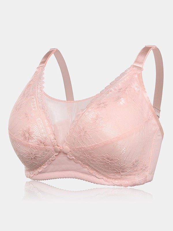 Lace Front Buckle Mesh Wireless Cotton Lining Nursing Bra
