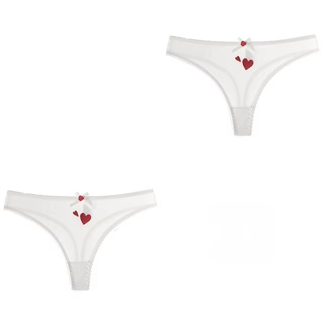 Lace Lingerie Temptation Low-waist Heart Ins Embroidery Transparent Thong Sweet Underwear Panties