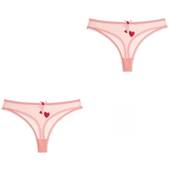 Lace Lingerie Temptation Low-waist Heart Ins Embroidery Transparent Thong Sweet Underwear Panties