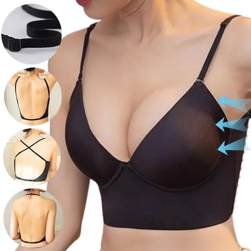 Lace Low Back Underwear Push Up Brassiere Seamless Lingerie Corset Bra