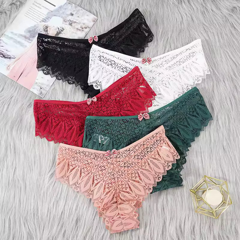Lace Low-Waist Hollow Out Cross Seamless Panties Underwear